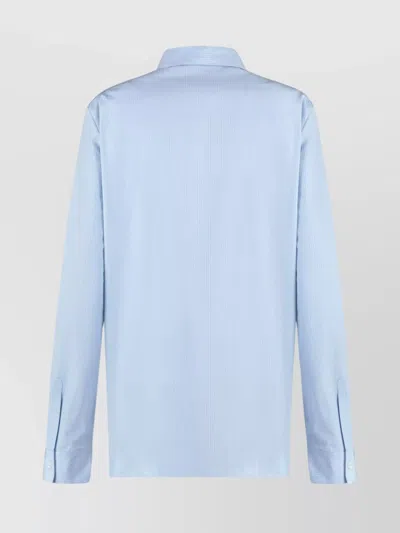 Jil Sander Striped Shirt With Long Sleeves And Pointed Collar In Blue