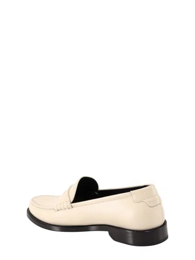 Saint Laurent Leather Loafer In Neutral