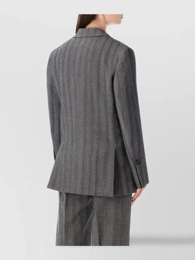 Ferragamo Herringbone Jacket With Chest And Flap Pockets In Black