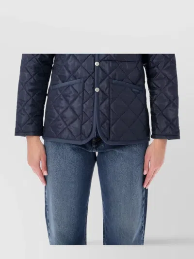 Comme Des Garçons Quilted Hooded Jacket Front Pockets In Blue