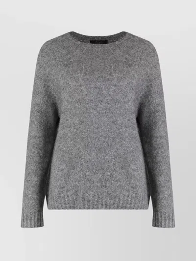 Weekend Max Mara Ribbed Hem And Cuff Alpaca Blend Sweater In Gray