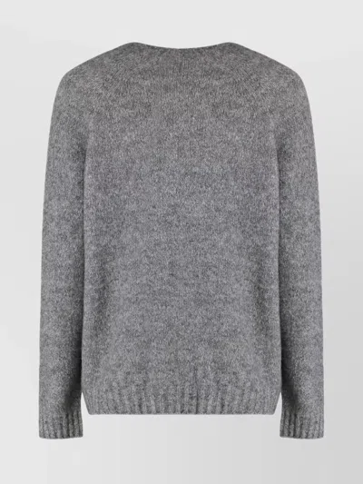 Weekend Max Mara Ribbed Hem And Cuff Alpaca Blend Sweater In Gray