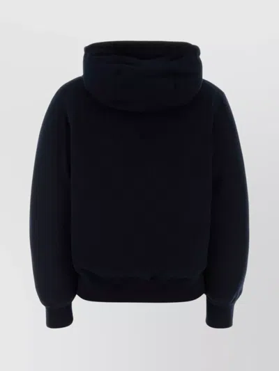 Miu Miu Cashmere Down Jacket With Hood And Pattern In Blue