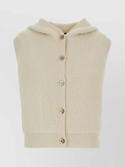 Gucci Stretch Wool Blend Sleeveless Hooded Vest In Nude