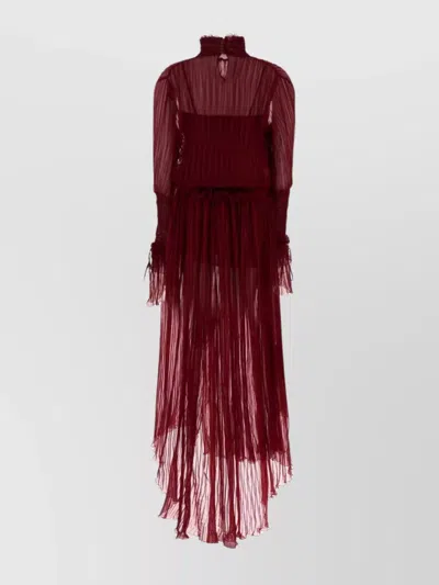 Blumarine Chiffon Dress With High Neckline And Ruffles In Red