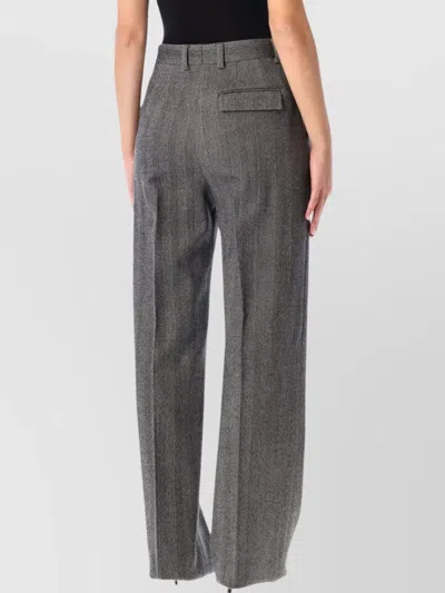 Ferragamo Trousers With Herringbone Pattern And Pockets In Multi