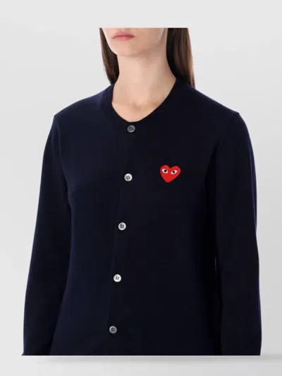 Comme Des Garçons Play Heart Patch Wool Cardigan With Long Sleeves