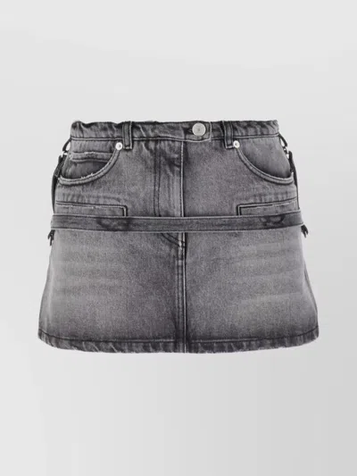 Courrèges Denim Mini Skirt Featuring Belt Detail In Blue