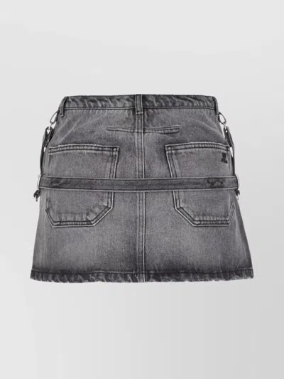 Courrèges Denim Mini Skirt Featuring Belt Detail In Blue