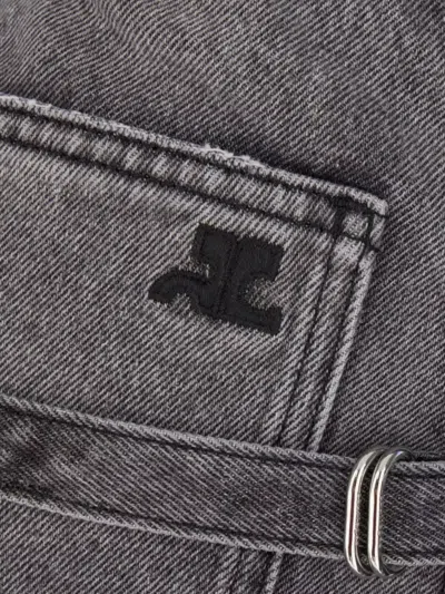 Courrèges Denim Mini Skirt Featuring Belt Detail In Blue