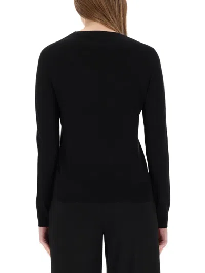 Theory Regular Fit Black Wool Sweater With Smooth Texture In Black