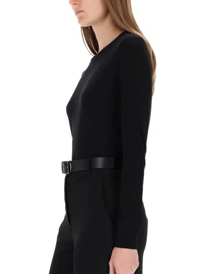 Theory Regular Fit Black Wool Sweater With Smooth Texture In Black