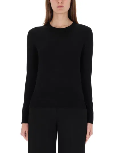 Theory Regular Fit Black Wool Sweater With Smooth Texture In Black