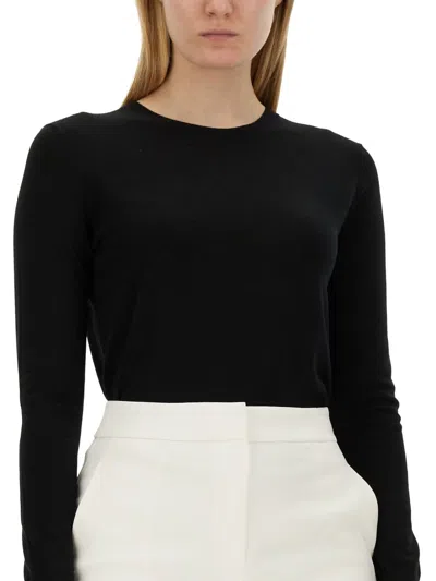 Theory Regular Fit Black Wool Sweater With Smooth Texture In Black