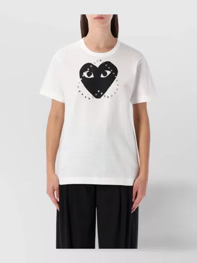 Comme Des Garçons Play Heart Graphic Short Sleeve Top In Multi