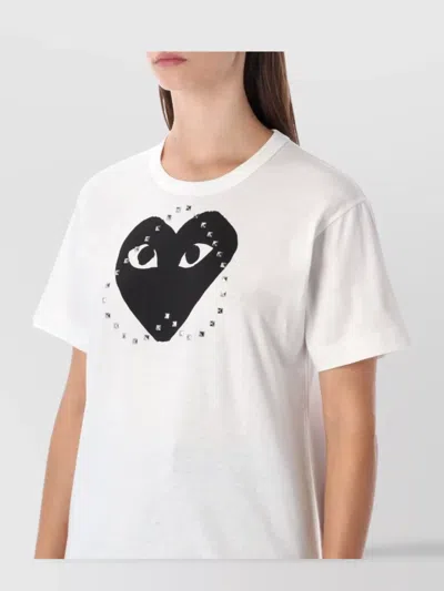 Comme Des Garçons Play Heart Graphic Short Sleeve Top In Multi