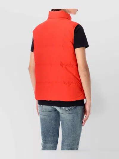 Patagonia Down Vest With High Collar And Pockets In Red