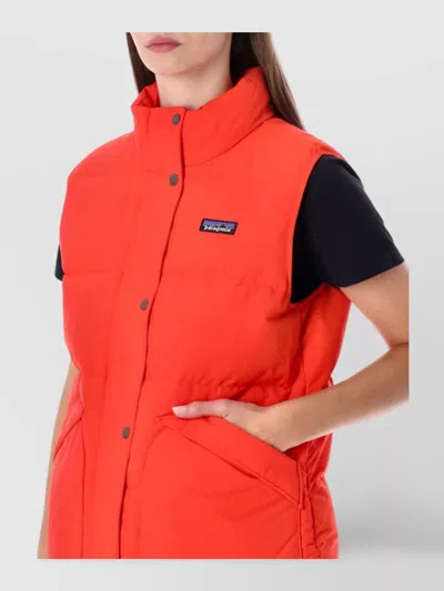 Patagonia Down Vest With High Collar And Pockets In Red