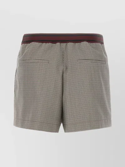 Marni Embroidered Wool Blend Shorts With Pleated Front In Black