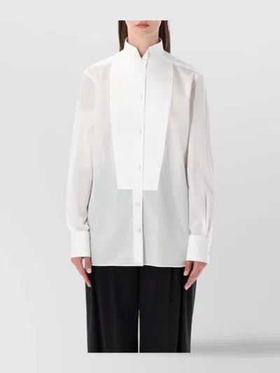 Tom Ford Tailored Black Smoking Shirt With Crisp Collar In White