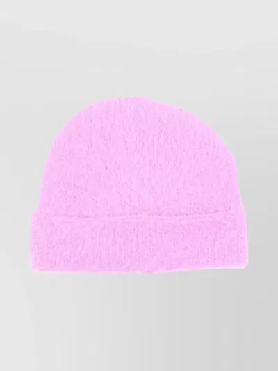 Msgm Cozy Turn-up Brim Fuzzy Hat In Pink
