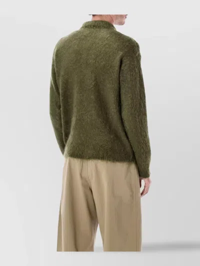 Auralee Brushed Mohair And Wool-blend Polo Sweater In Green