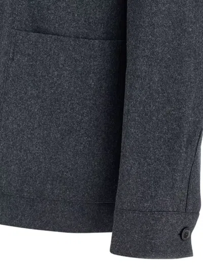 Zegna Wool Jacket Featuring Long Sleeves And Pockets In Blue