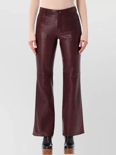 Chloé Textured Leather Trousers Featuring Pockets In Red
