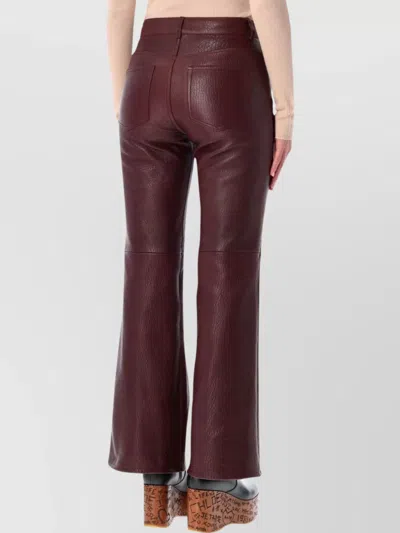 Chloé Textured Leather Trousers Featuring Pockets In Red