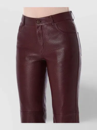 Chloé Textured Leather Trousers Featuring Pockets In Red