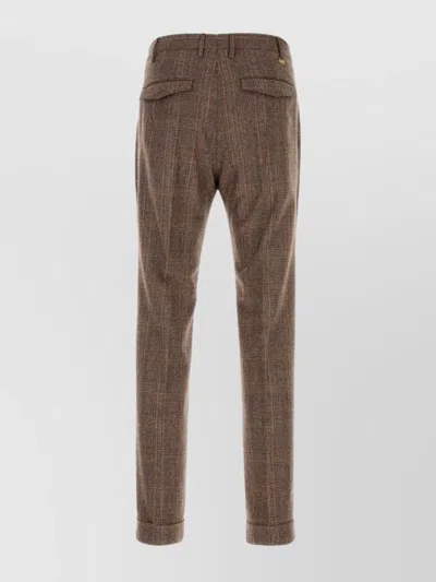 Pt Torino Wool Trousers With Embroidery And Pleats In Brown