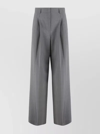 Weekend Max Mara Virgin Wool Trousers Pleated Front In Gray