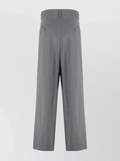 Weekend Max Mara Virgin Wool Trousers Pleated Front In Gray