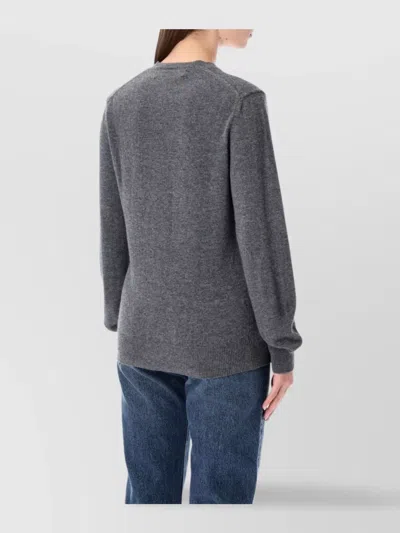 Comme Des Garçons Play Heart Design V Neck Long Sleeve Top In Gray