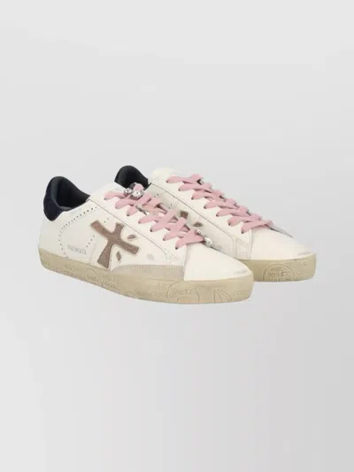Premiata Sneakers Featuring Contrast Heel Tab And Laces In White