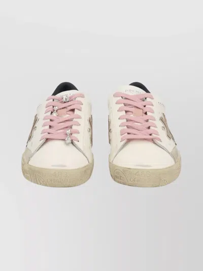Premiata Sneakers Featuring Contrast Heel Tab And Laces In White
