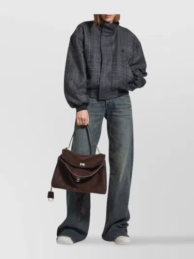 Balenciaga Rodeo Hand Medium In Waxed Suede Calfskin Bags In Burgundy