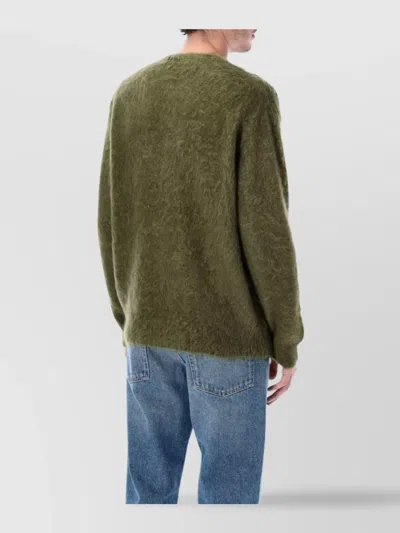 Auralee Soft Mohair Crewneck Sweater In Green