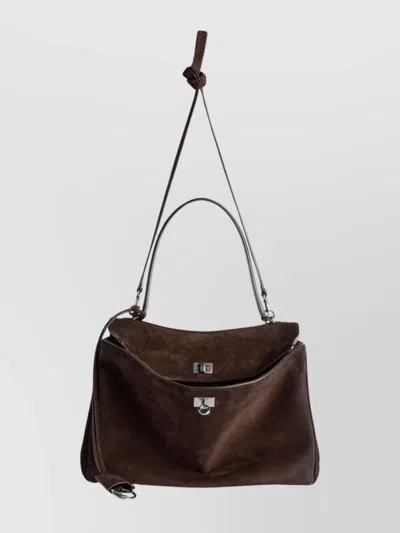 Balenciaga Rodeo Hand Medium In Waxed Suede Calfskin Bags In Burgundy