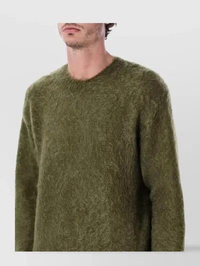 Auralee Soft Mohair Crewneck Sweater In Green