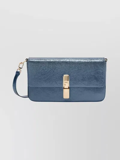 Furla Textured Cross-body Bag Gold-tone Hardware In Blue