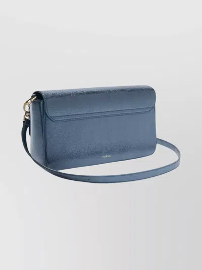 Furla Textured Cross-body Bag Gold-tone Hardware In Blue