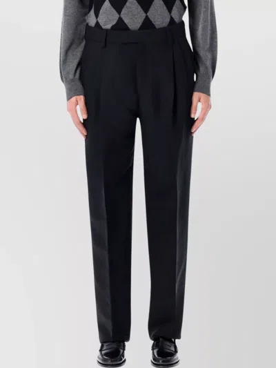 Ferragamo Tailored Trousers With Pleats And Pockets In Black