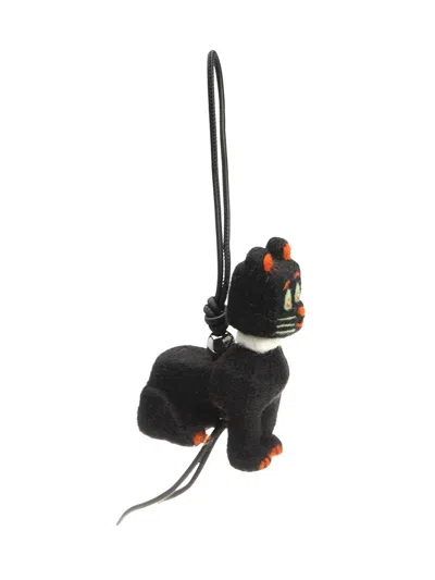 Loewe Louis Wain Cat Felt Charm Keyrings Black In Transparent