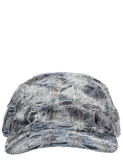 Diesel Curved Brim Distressed Baseball Cap In Gray