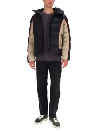 Diesel W-ostend Impactful Color-block Puffer Jacket In Black