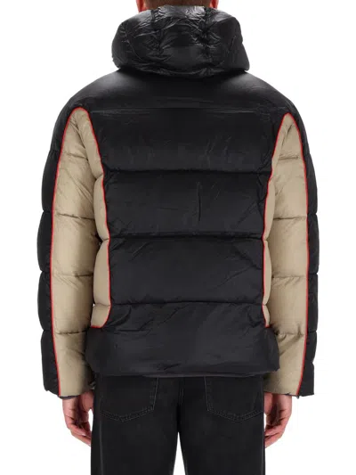 Diesel W-ostend Impactful Color-block Puffer Jacket In Black