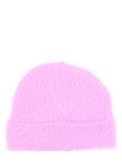 Msgm Cozy Turn-up Brim Fuzzy Hat In Pink