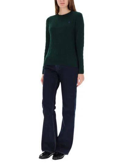 Polo Ralph Lauren Cable-knit Sweater With Classic Crew Neckline In Green