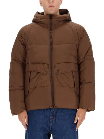 Ps By Paul Smith S By Paul Smith Mens Logo-patch Raglan-sleeve Shell Puffer Jacket Brown In Brown